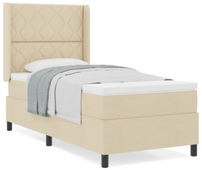 Boxspring Ágy Matrac Nélkül Krém 90x200 cm Szövet