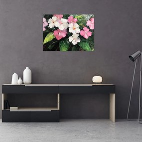 Üveg kép - Rózsaszín és fehér virágok (70x50 cm)