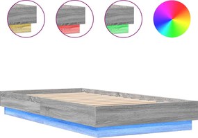 vidaXL szürke sonoma színű ágykeret LED-világítással 75x190 cm