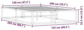 ágykeret matrac nélkül fehér 120x200 cm fém
