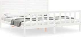 vidaXL fehér tömör fa ágykeret fejtámlával Super King Size