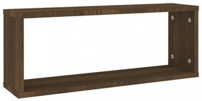 4 db barna tölgy színű szerelt fa fali kockapolc 60x15x23 cm