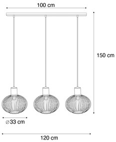 Modern fekete drótfüggeszték bézs színnel, 3 égős - Gila
