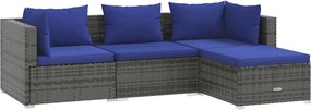 4 részes szürke polyrattan kerti ülőgarnitúra párnákkal