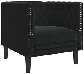 Chesterfield Kanapé Szék Fekete 71 x 74.5 x 70.5 cm Bársony