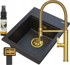 Gránit Mosogató Csaptelep Konyha Alor Arany Szett
