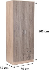Miami gardróbszekrény 80x205 cm yorki tölgy-sonoma tölgy