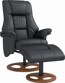 HOMCOM Relaxáló Szék Lábpihentetővel, TV Fotel, Heverő Szék Dőlésszög Funkcióval, 130°-os Dőlésszög, Nappaliba, Pihenőterületre, Műbőr Feketében, 77 x