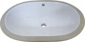 Mosdókagyló pult alá szerelhető 580x390x210 fehér ovális kerámia túlfolyóval Omeble