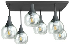 Felületre szerelhető csillár  SOMA 6xE27/60W/230V fekete/átlátszó