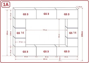 Prince Barcelona Concept 61 nappali bútor szett magasfényű fekete (249cm)