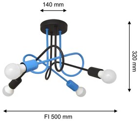 Felületre szerelhető csillár OXFORD 4xE27/15W/230V fekete/kék