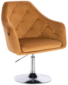 HR831N Mézbarna modern velúr szék krómozott lábbal
