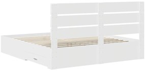 vidaXL Ágykeret fiókkal fejtámlával Fehér 180 x 200 cm Faanyag
