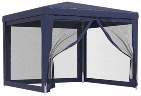 kék HDPE rendezvénysátor 4 hálós oldalfallal 3x3 m