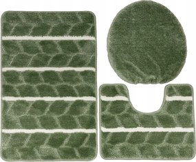 Fürdőszobaszőnyeg Szett 3 Részes Zöld Csíkos Fano Wc-ülőke