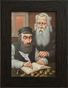 Vászonkép 22x17 Pénzszámláló Zsidó Wenge Keret Ajándék