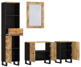 4 részes tömör mangófa fürdőszobai bútorszett