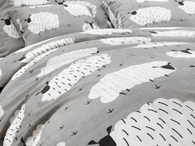 Krepp ágynemű WHITE SHEEPS POLY szürke Ágyneműhuzat mérete: 70 x 90 cm | 140 x 200 cm
