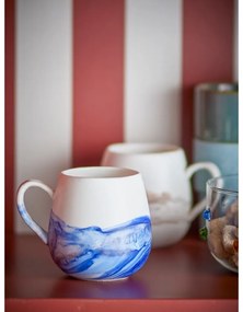 Fehér-kék kőedény csésze szett 4 db-os 250 ml Lyre – Bloomingville