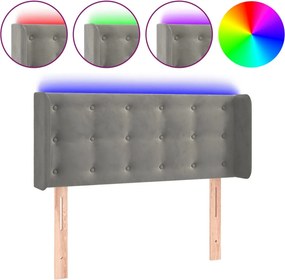 vidaXL világosszürke bársony LED-es fejtámla 83 x 16 x 78/88 cm