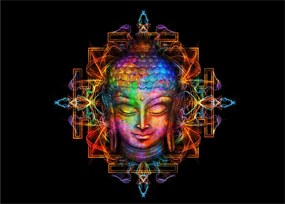 Kép - Buddha mellszobra neon színekben (70x50 cm)