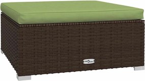 vidaXL barna polyrattan kerti lábtartó párnával 70 x 70 x 30 cm