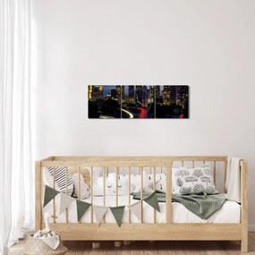 Kép - Éjszakai város (órával) (90x30 cm)