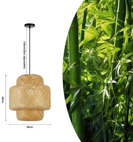 Immax 08267L - Csillár zsinóron HILO 1xE27/40W/230V átm. 38 cm bambusz