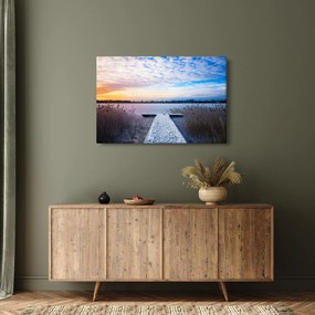 Kép - Befagyott tó, Ełk, Mazury, Lengyelország (90x60 cm)