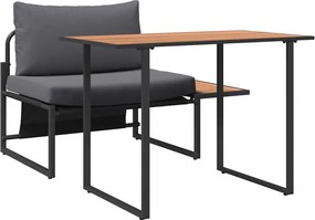 vidaXL Kültéri Acél Ülőgarnitúra 2 pcs Antracit Acél