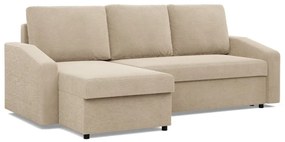 Zeus sarokkanapé, 2 ágyneműtartóval, döntött kartámasz, kordbársony, univerzális oldal, hab töltet, bézs