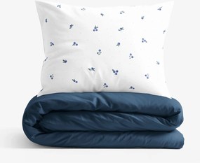 Goldea pamut ágyneműhuzat duo - áfonya mintás, tengerészkék hátoldal 140 x 200 és 70 x 90 cm