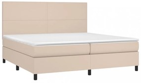 cappuccino színű műbőr rugós ágy matraccal és LED-del 200x200cm