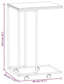 fekete szerelt fa kisasztal kerekekkel 40 x 30 x 63,5 cm