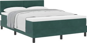 vidaXL Boxrugós ágy matracmal Sötétzöld 140 x 190 cm Bársony