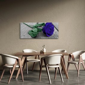 Kép - Kék rózsa zöld szárral (120x50 cm)