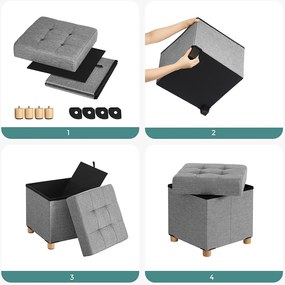 Ülésláda, puff, 300 kg-ig terhelhető, világosszürke