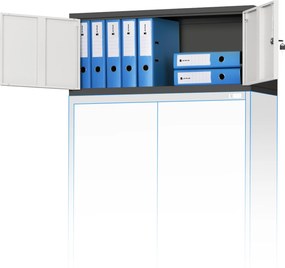 Szekrényre szerelhető felépítmény, antracit-fehér, 900x380x400 mm: EWA