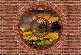 Fotótapéta Toszkána tégla ív ablak tájkép 416x254 ég +ragasztó