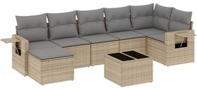 vidaXL 8 részes bézs polyrattan kerti ülőgarnitúra párnával