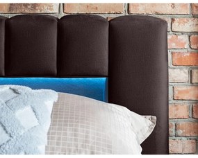 Sötétbarna kárpitozott ágyneműtartós franciaágy ágyráccsal 180x200 cm Lamica – ELTAP