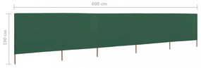 zöld 5-paneles szövet szélfogó 600 x 160 cm