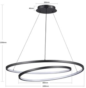 Brilagi-LED Dimmelhető kábeles csillár TWISTER LED/105W/230V átm. 100 cm fekete + távirányító