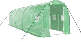 vidaXL zöld acélvázas melegház 16 m² 8 x 2 x 2 m