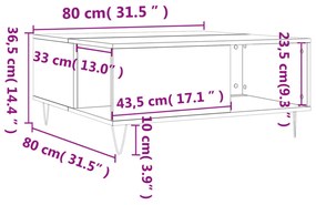 betonszürke szerelt fa dohányzóasztal 80x80x36,5 cm
