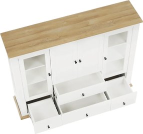 Vitrin MZ6, fehér/grand tölgy, LEON