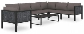 antracitszürke polyrattan sarokkanapé-elem bal oldali karfával