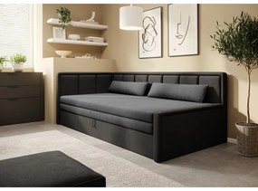 Sötétszürke zsenília kinyitható-tárolóhelyes kanapé 214 cm Fulgeo – ELTAP