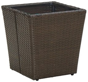 3 részes barna polyrattan/üveg bisztrógarnitúra párnákkal